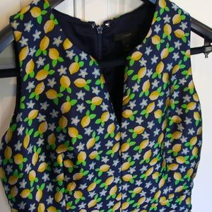 J. Crew shift dress in unique and fun lemon pattern.  High quality, rich, fabric